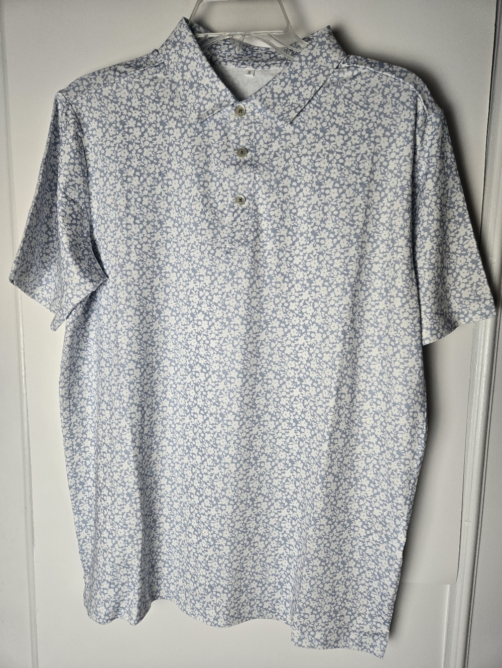 Men's Light Blue Floral Polo Shirt